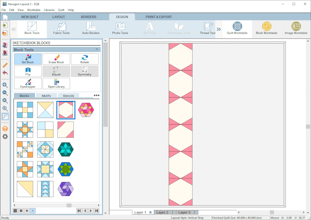 EQ8 Lessons with Lori – Hexagon Quilt Layouts Part 1