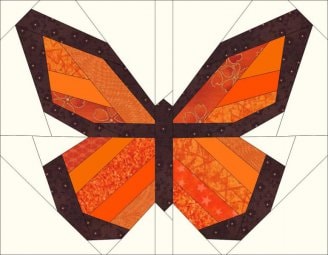 3 sizes Monarch Butterfly Paper Pieced Block PDF Pattern