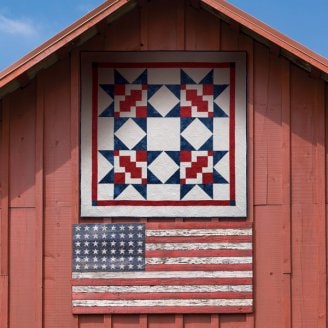 Wooden American  flag on wood wall